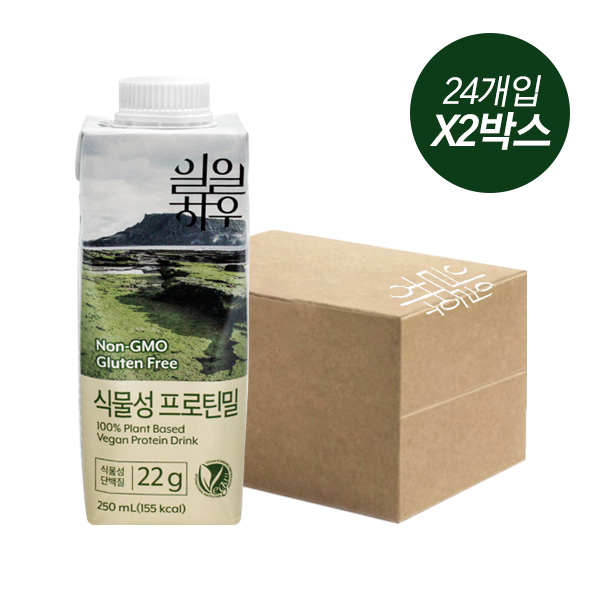 일일하우 비건 식물성 마시는 프로틴밀 250Mlx24개입X2박스/단백질 보충제 쉐이크 음료 프로틴 추천 분리대두단백]